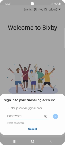Press Password and key in the password for your Samsung account.