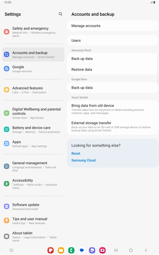 Press Manage accounts.