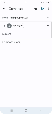 Press Subject and key in the subject for the email message.