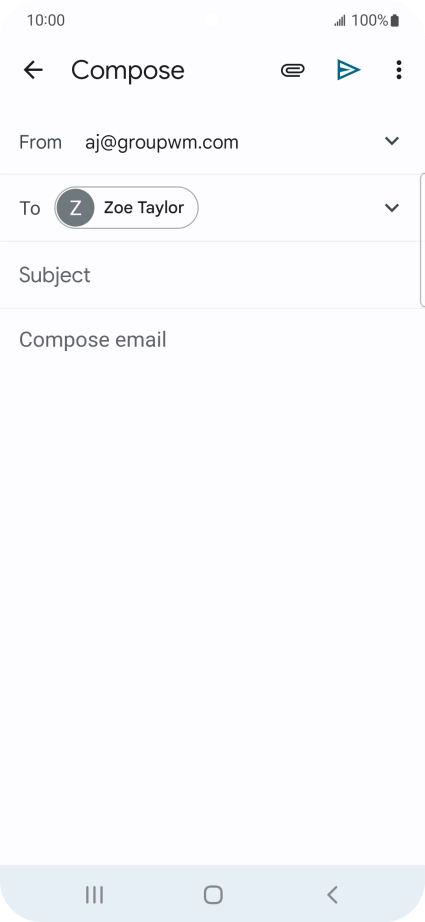 Press Subject and key in the subject for the email message.