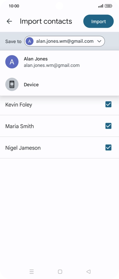 Press the required Google account.