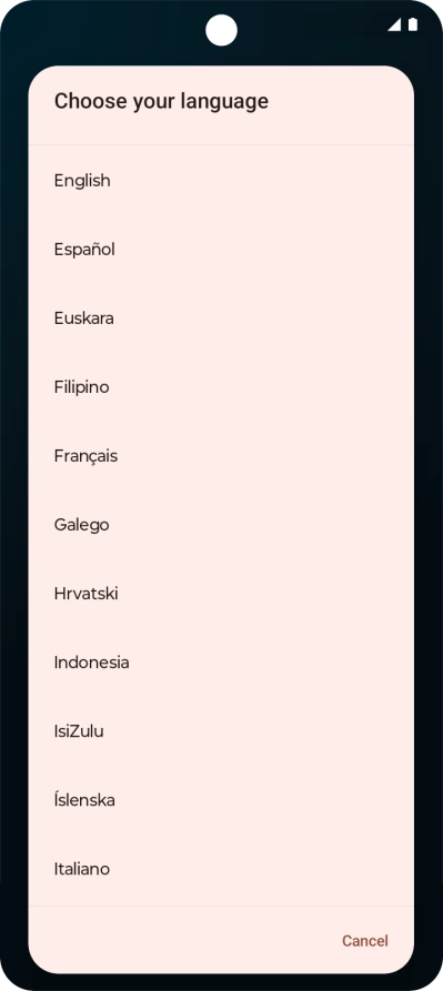 Press the required language.