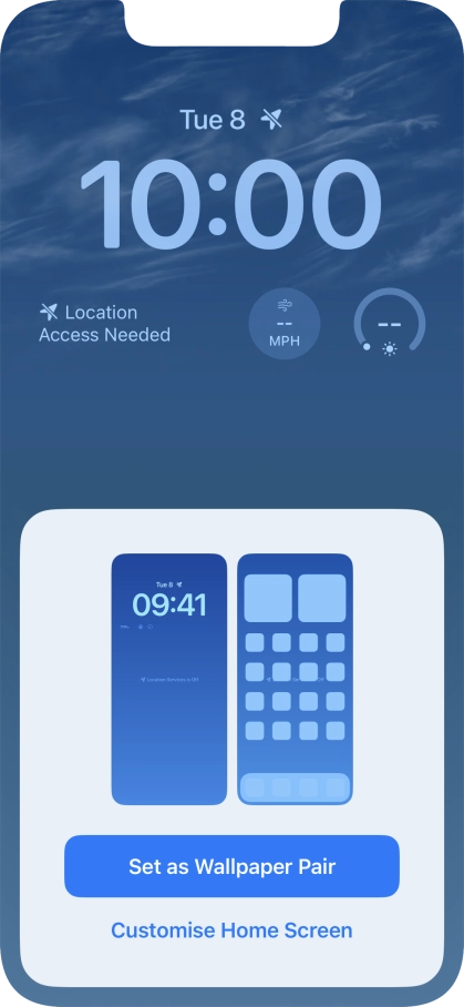 To use the same colour theme on the home screen, press Set as Wallpaper Pair.