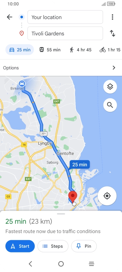 Press the required mode of transportation. Press the required mode of transportation.