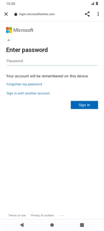 Press Password and key in the password for your email account.