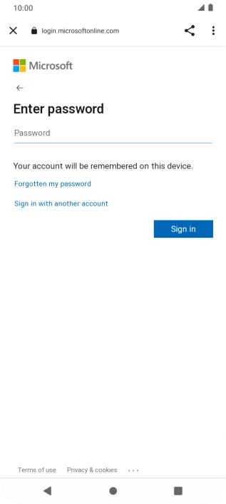 Press Password and key in the password for your email account.