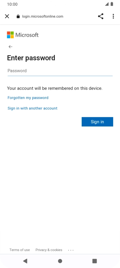 Press Password and key in the password for your email account.