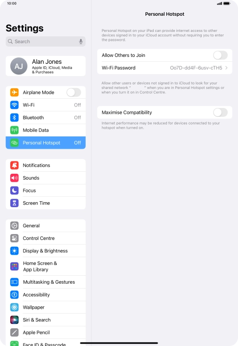 Press Wi-Fi Password and key in the required password. Press Wi-Fi Password and key in the required password.