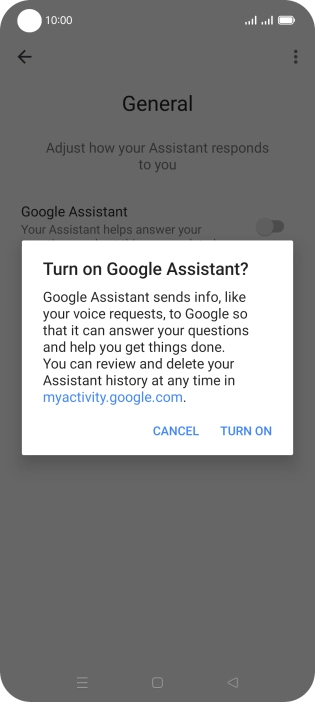 If you turn on the function, press TURN ON.