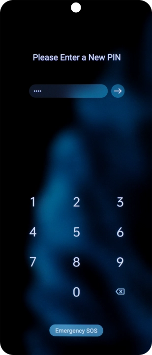 Key in a new four-digit PIN and press arrow right.