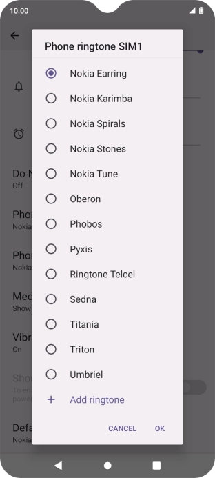 Once you've found a ring tone you like, press OK. Once you've found a ring tone you like, press OK.