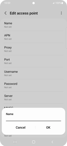 Key in Vodafone Internet and press OK. Key in Vodafone Internet and press OK.