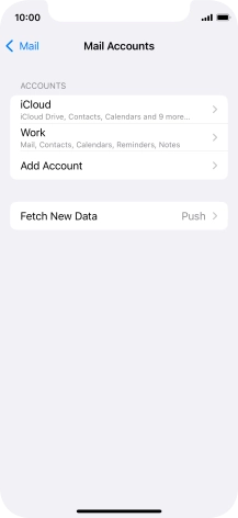 Press the name of the Exchange email account you've just set up.