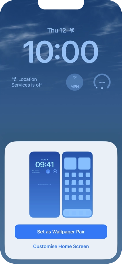 To use the same colour theme on the home screen, press Set as Wallpaper Pair.