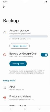 Press Back up now and wait while the phone memory is backed up.