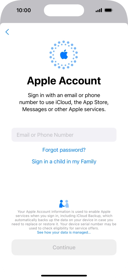 Press Email or Phone Number and key in the username for your Apple ID.