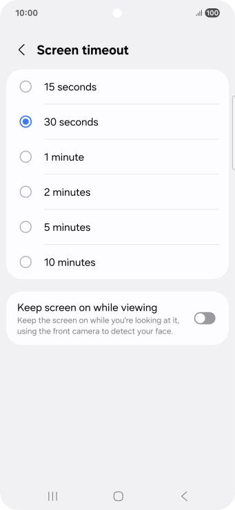 Press the required setting.