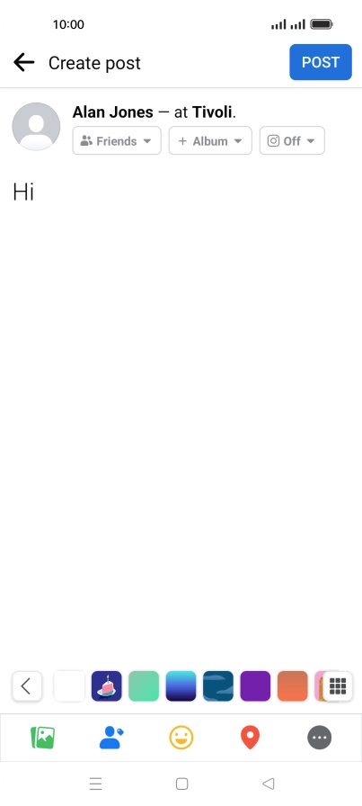 Write the required text and press POST.