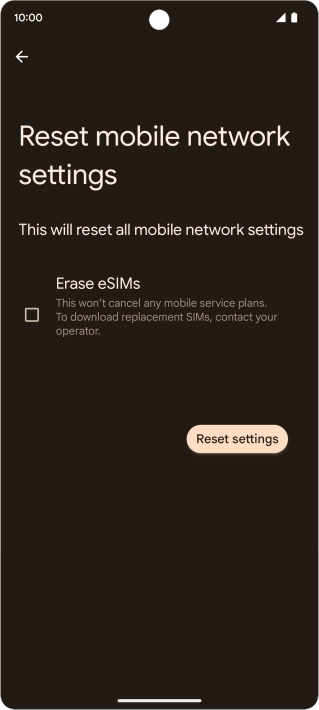 Press Reset settings.