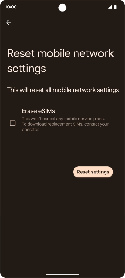 Press Reset settings.
