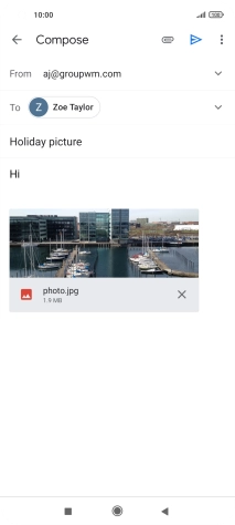 Press the send icon when you've finished your email message.