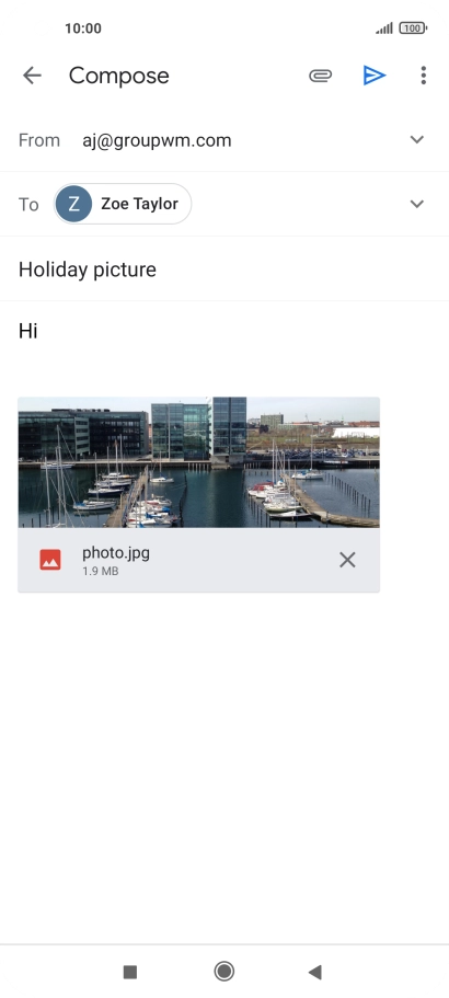 Press the send icon when you've finished your email message.