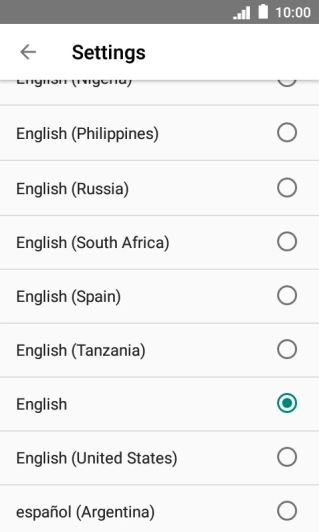 Press the required language and follow the instructions on the screen to change language.