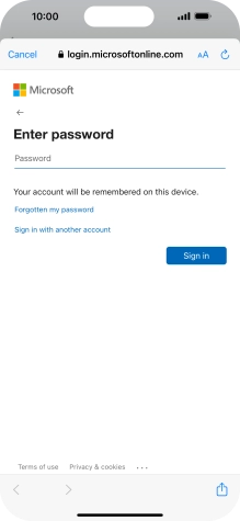 Press Password and key in the password for your email account.