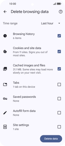 Press the fields next to the required data types.