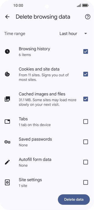Press the fields next to the required data types.
