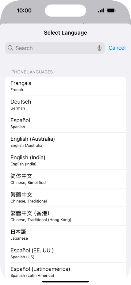 Press the required language.
