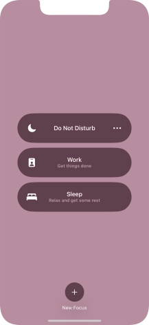 Press the required focus mode to activate or deactivate it immediately.