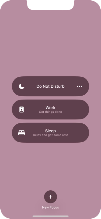 Press the required focus mode to activate or deactivate it immediately.