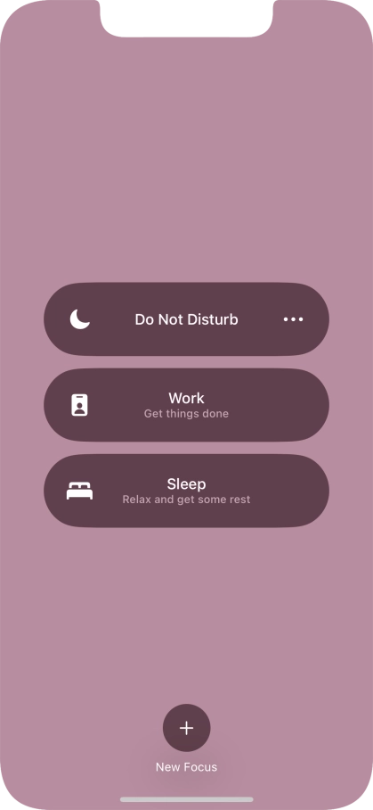 Press the required focus mode to activate or deactivate it immediately.