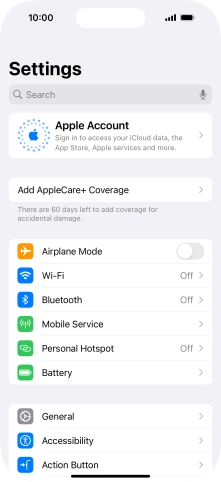 Press Apple Account.