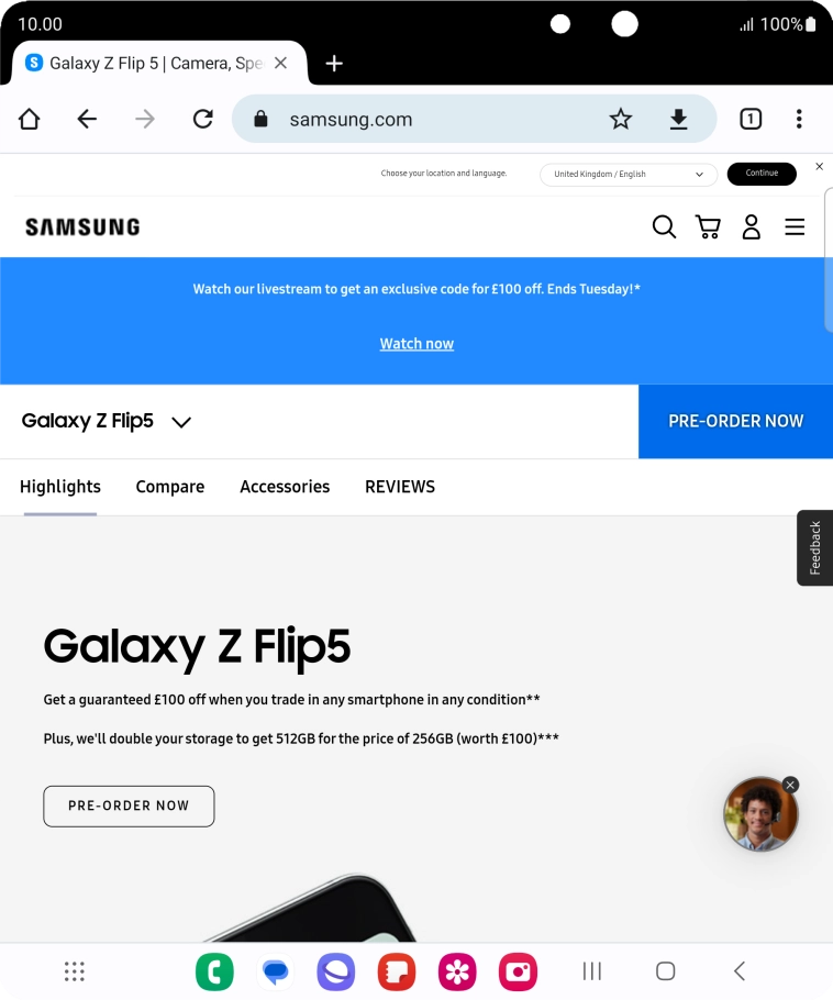Press the menu icon.