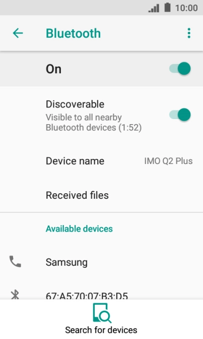 Press the required Bluetooth device and follow the instructions on the screen to pair the device with your phone.