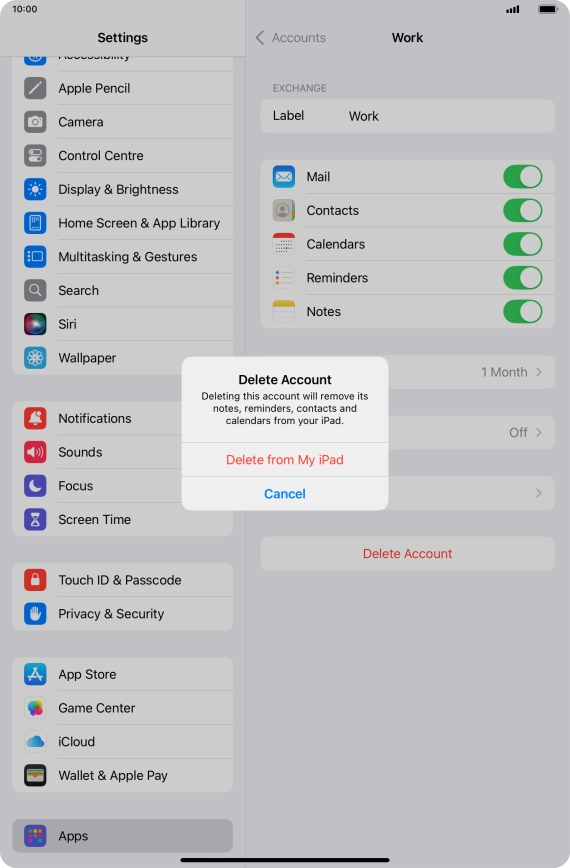 Press Delete from My iPad.