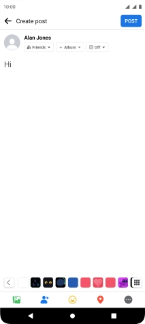 Write the required text and press POST.