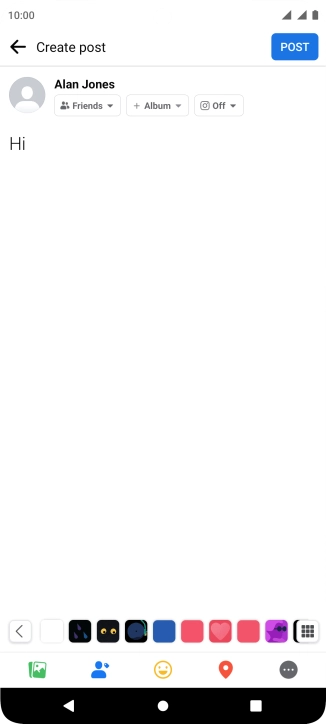 Write the required text and press POST.