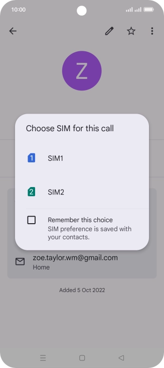 Press the required SIM.