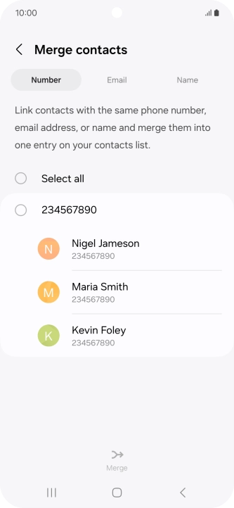 Press the field next to the required number.
