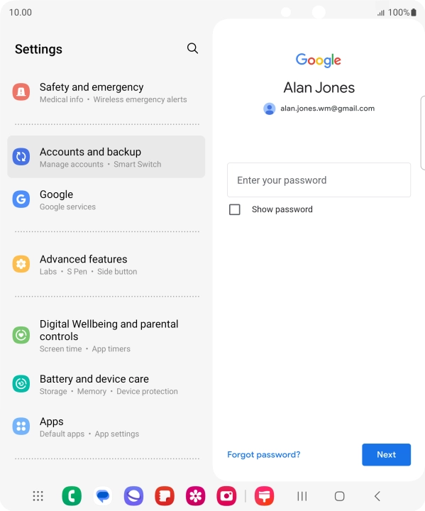 Press Enter your password and key in the password for your Google account. Press Enter your password and key in the password for your Google account.