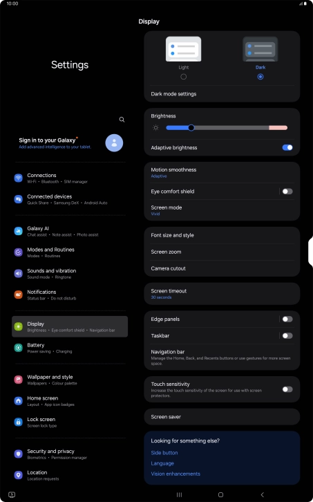 Press Dark mode settings.