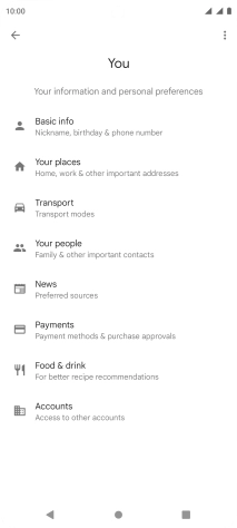 Press Basic info and follow the instructions on the screen to select phone owner settings.
