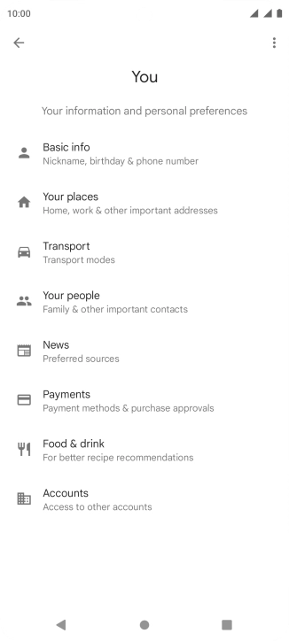 Press Basic info and follow the instructions on the screen to select phone owner settings.