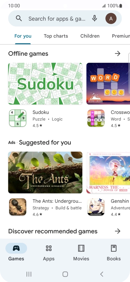 Press the search field.