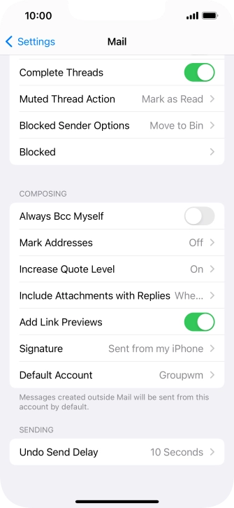 Press Default Account.