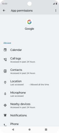 The app activity for the selected app is displayed. The app activity for the selected app is displayed.