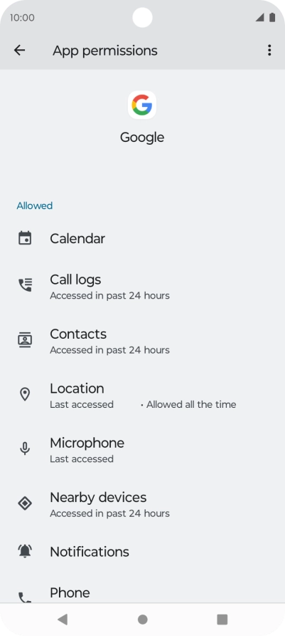 The app activity for the selected app is displayed. The app activity for the selected app is displayed.